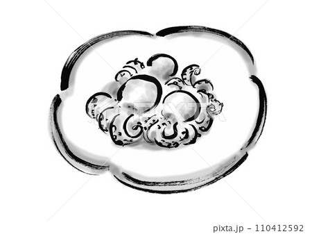 イイダコの煮付けの手描き和風イラスト 110412592