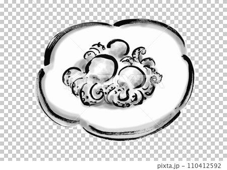 イイダコの煮付けの手描き和風イラスト 110412592