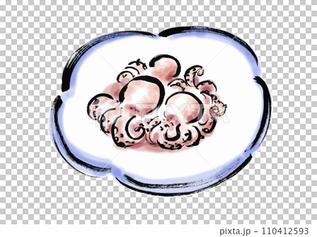 Hand-drawn Japanese style illustration of boiled octopus 110412593