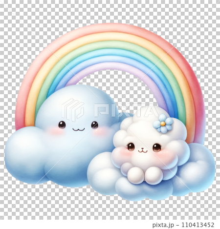 Cute Rainbow and Clouds Pastel Watercolor Clipart Transparent Background Cute Rainbow and Clouds Pastel Watercolor Clipart Transparent Background 110413452