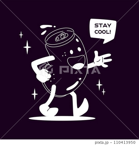 Soda Can Retro Mascot On Black BG Soda Can Retro Mascot On Black BG 110413950