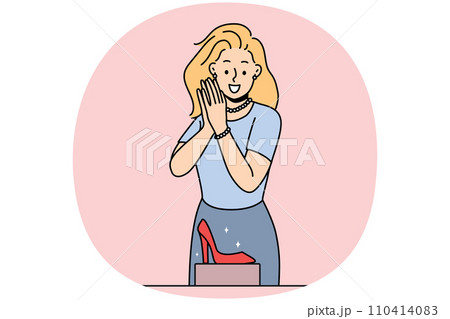 Smiling woman buying shoes in boutique 110414083