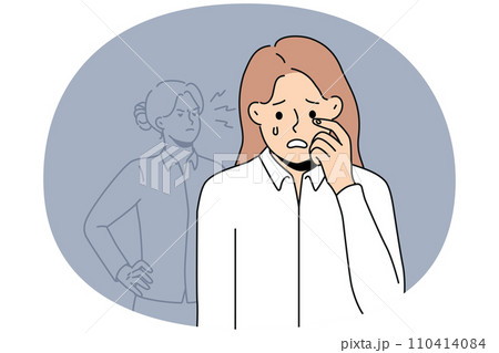 Stressed woman employee suffer from work bullying Stressed woman employee suffer from work bullying 110414084