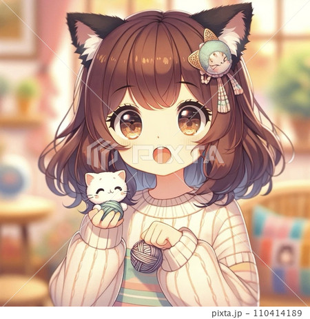 猫耳少女のイラスト素材 [110414189] - PIXTA
