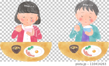 watercolor elementary school student eating alone 110414263