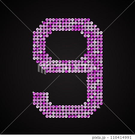 Vector purple pink glitter sequins dots number - 9のイラスト素材