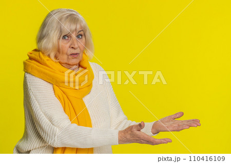 Woman raising hands asking what why reason of failure anti lifehacks ridicules disbelief irritation 110416109