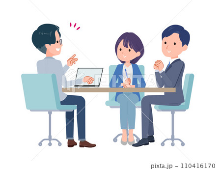 3人で打ち合わせするビジネスシーン。好印象。 3人で打ち合わせするビジネスシーン。好印象。 110416170
