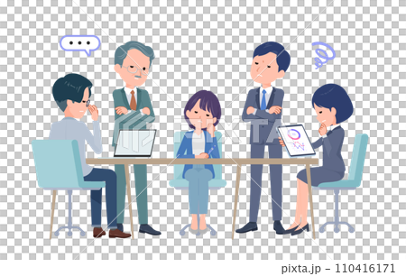 多人開會的商務場景。擔心的場景。 多人開會的商務場景。擔心的場景。 110416171