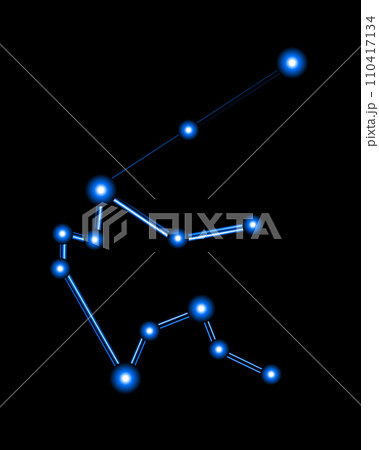 Vector isolated illustration of Aquarius constellation with neon effect. Aquarius zodiac sign. 110417134