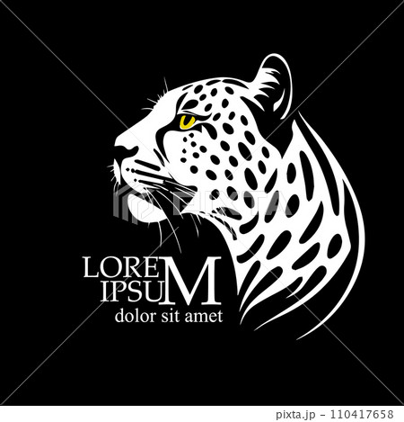 Cheetah black and white logo. hand drawing. Not AI, Vector illustration 110417658
