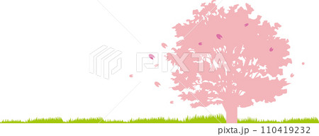 草原の桜のシルエット 110419232