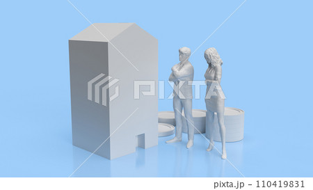 The couple and house for earn concept 3d rendering. 110419831