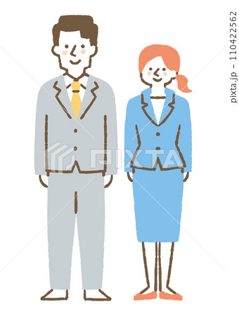 スーツを着て並んで立っている男女二人_色 スーツを着て並んで立っている男女二人_色 110422562