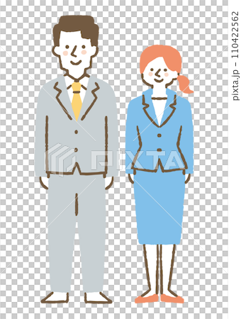 スーツを着て並んで立っている男女二人_色 スーツを着て並んで立っている男女二人_色 110422562