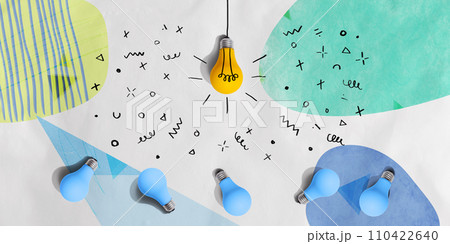 One out unique idea light bulb concept 110422640