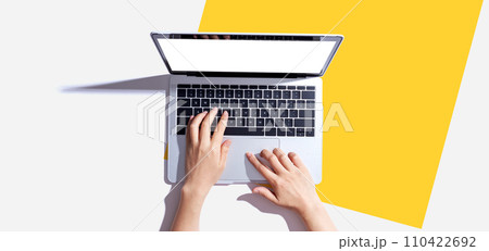 Person using a laptop computer 110422692