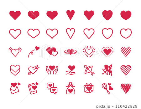 ハート＆ラブアイコンセット 110422829