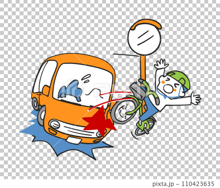 我騎自行車被車撞了，結果惹了很多麻煩插畫素材 110423635