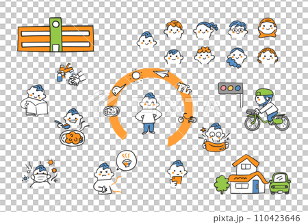 僕の日常学校や友達や生活について説明するよ　イラスト素材 110423646