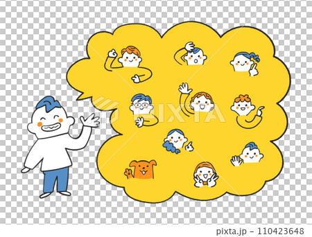 僕の友達　男の子も女の子もいて国籍や宗教の違う子もいるよ　セット　イラスト素材	 110423648