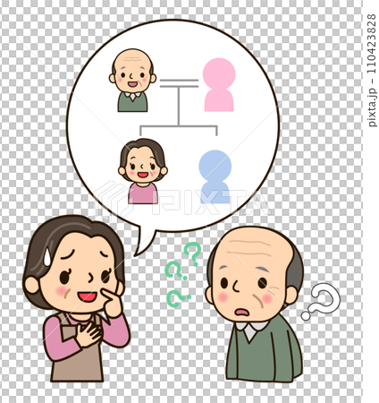 目の前の人が誰かわからない認知症の男性 110423828