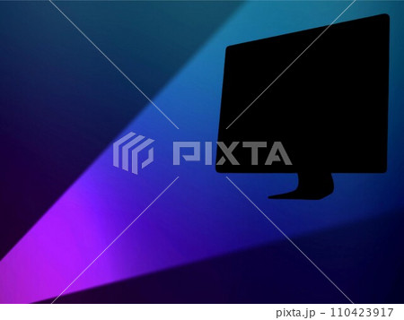 PCモニターのシルエットとサイバー空間をイメージした抽象背景 110423917