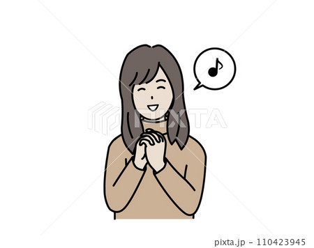 喜ぶ若い女性のイラスト 110423945