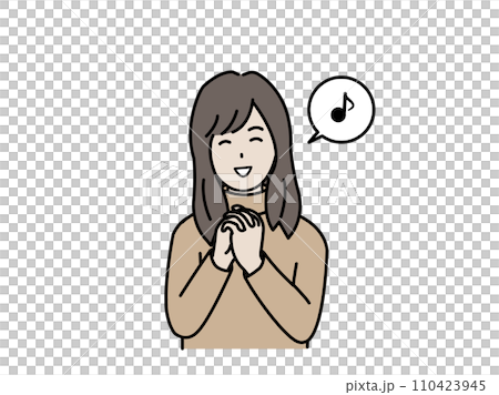 喜ぶ若い女性のイラスト 110423945