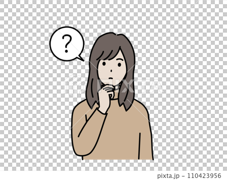 一個年輕女子疑惑與思考的插圖 一個年輕女子疑惑與思考的插圖 110423956