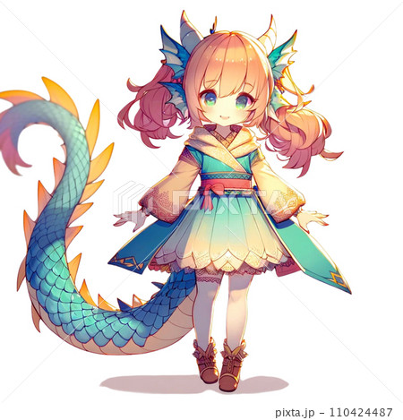 龍のしっぽが生えたかわいい女の子 110424487