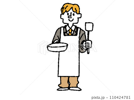 料理部の男子生徒の手書きイラスト 110424781