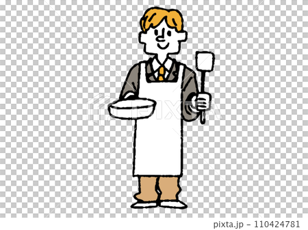 料理部の男子生徒の手書きイラスト 110424781