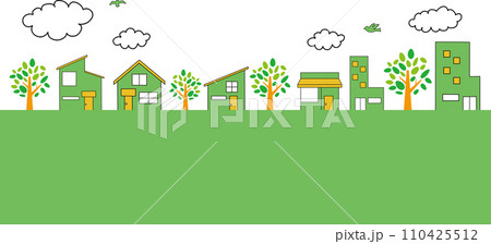 街並みの背景イラスト(緑) 街並みの背景イラスト(緑) 110425512