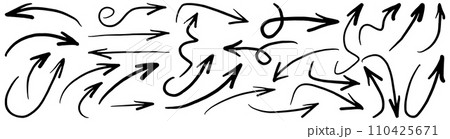 Set of Hand drawn vector arrows doodle on white background.design element vector illustration. Set of Hand drawn vector arrows doodle on white background.design element vector illustration. 110425671