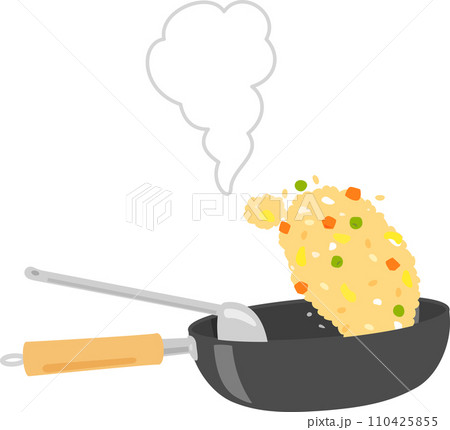 炒め鍋で炒めたチャーハン 炒め鍋で炒めたチャーハン 110425855