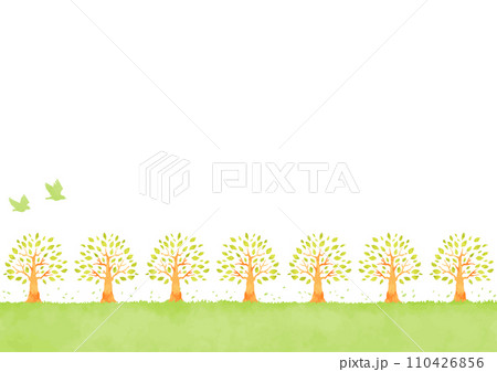 シンプルな緑の風景イラスト 110426856