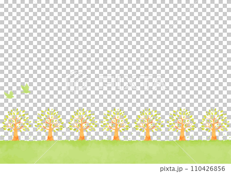 シンプルな緑の風景イラスト 110426856