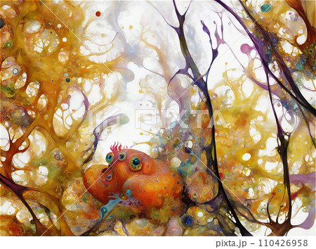 異世界またはパラレルワールドの生物のいる風景　AI画像 110426958