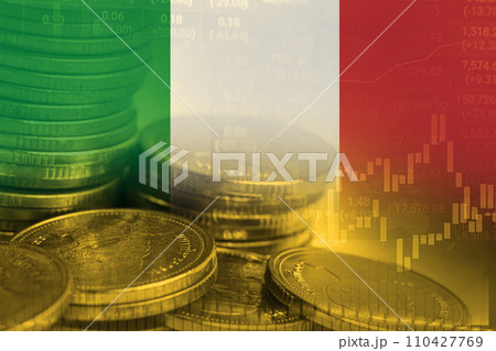 Stock market investment trading financial, coin and Italy flag or Forex for analyze profit finance business trend data background. Stock market investment trading financial, coin and Italy flag or Forex for analyze profit finance business trend data background. 110427769