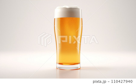 金色に光る泡立つ美味しいビール Golden beer with bubble AI生成画像 110427940