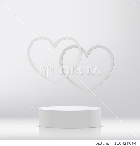 3d valentine podium scene for product display or placement. Vector 110428064