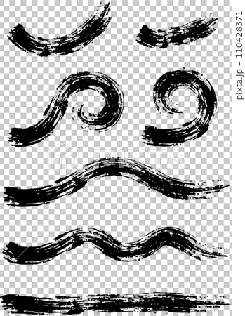 A set of wave-like brush strokes drawn with a brush 110428371