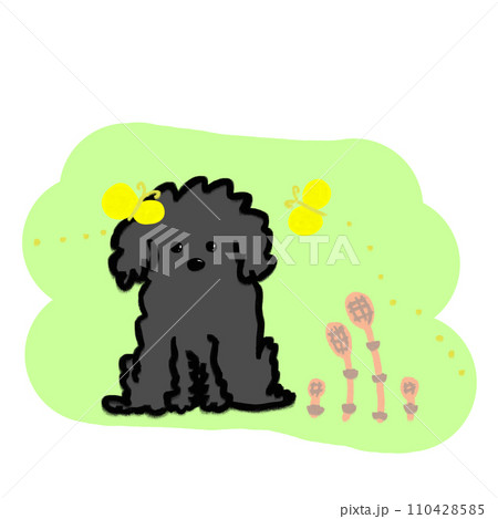 春風にツクシと犬とチョウ 110428585