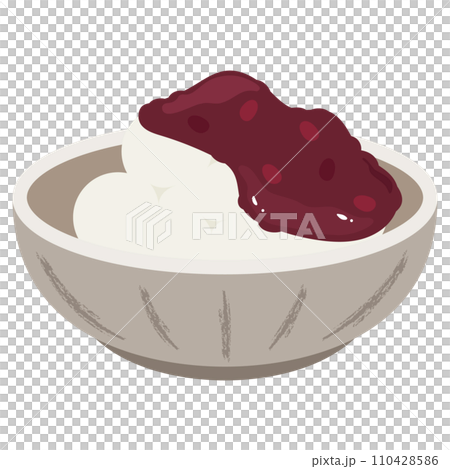 Vector illustration of shiratama dango with red bean paste. Traditional Japanese sweets. 110428586