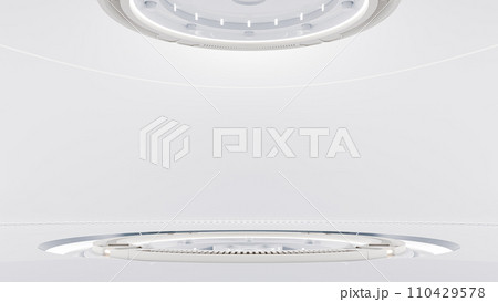 Technology Background. Power podium empty stage or laboratory white room. Sci-fi idea concept. Technology Background. Power podium empty stage or laboratory white room. Sci-fi idea concept. 110429578