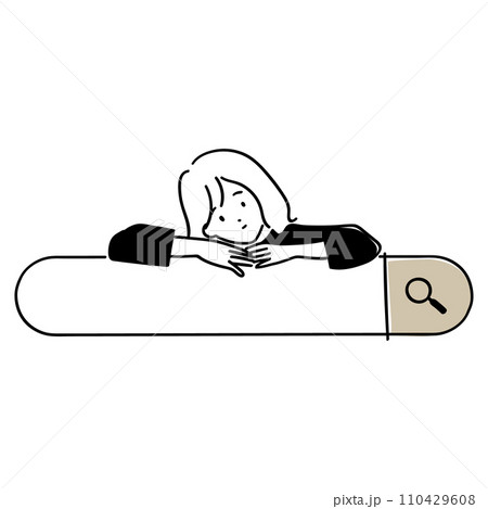 「続きはWebで」とホームページへ誘導する若い女の子 110429608