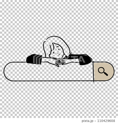 「続きはWebで」とホームページへ誘導する若い女の子 110429608