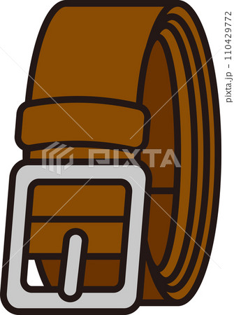 茶色の革ベルト縦置きのイラスト 110429772