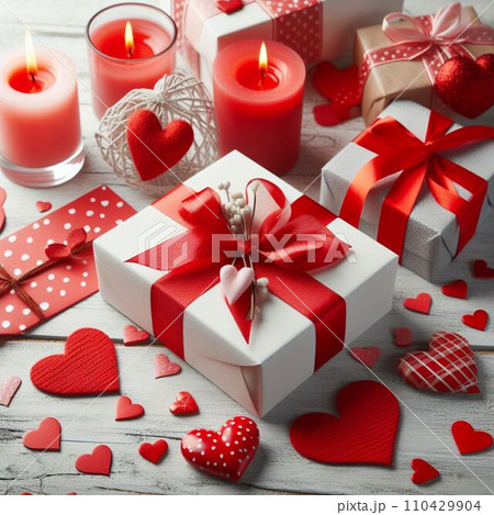 red heart on wooden background 110429904